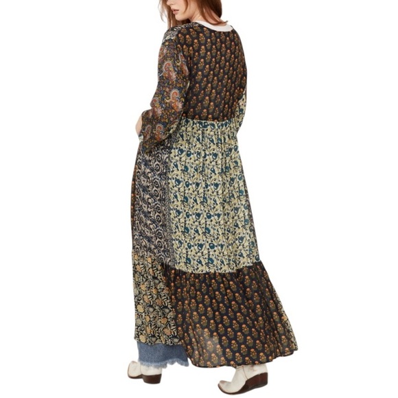 NWT FREE PEOPLE WOMEN'S LONG GEO PRINT KIMONO - ONE SIZE - Picture 2 of 10